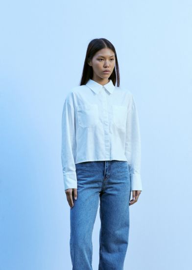 İki Cepli Kısa Gömlek Beyaz resmi