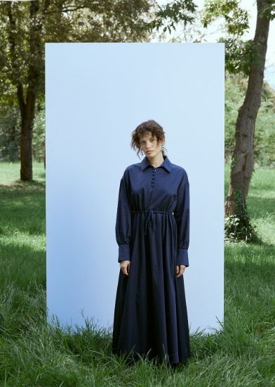 Bağcıklı Elbise Lacivert resmi