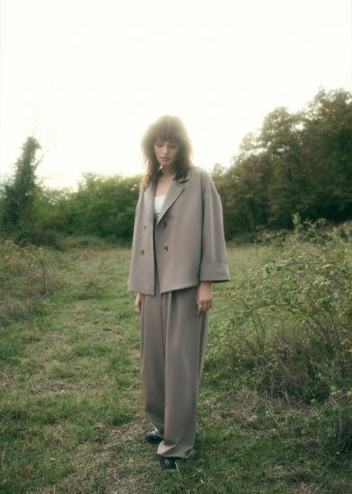 Kruvaze Ceket Vizon resmi