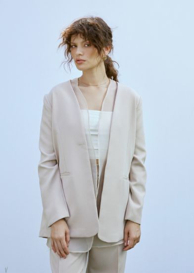 Organze Detaylı Ceket Bej resmi