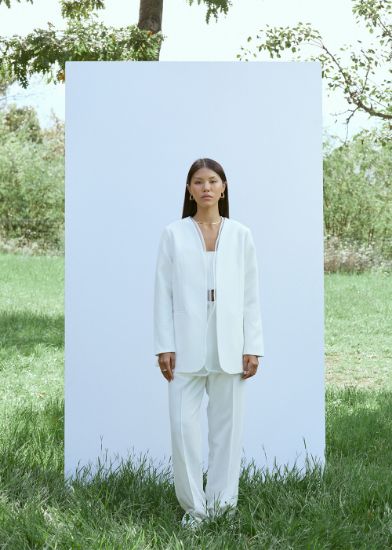 Organze Detaylı Ceket Beyaz resmi