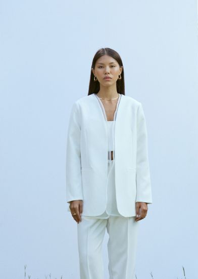 Organze Detaylı Ceket Beyaz resmi