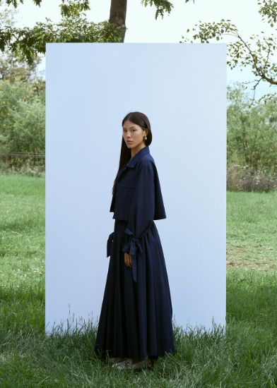 Büzgülü Etek Lacivert resmi