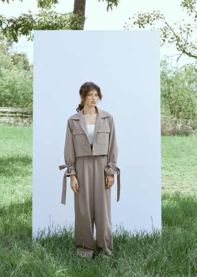 Pileli Geniş Pantolon Vizon resmi