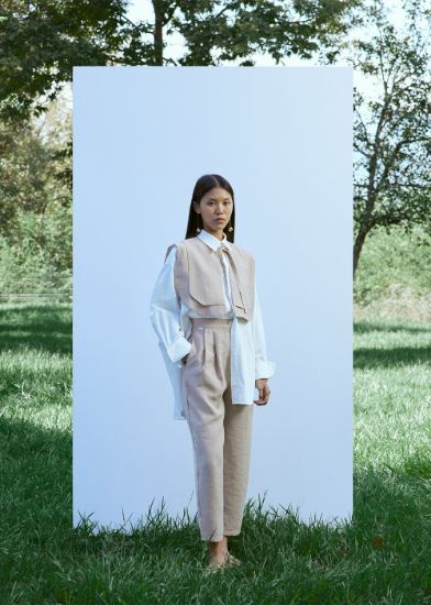 Pileli Pantolon Bej resmi