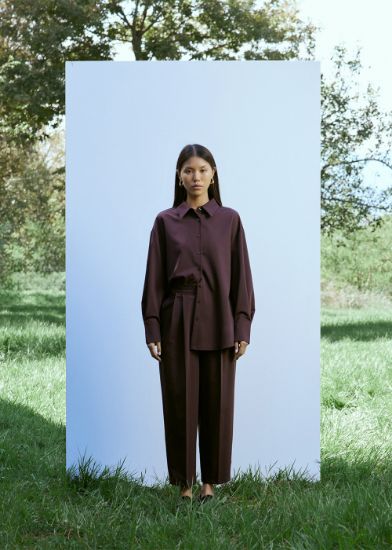 Pileli Pantolon Bordo resmi