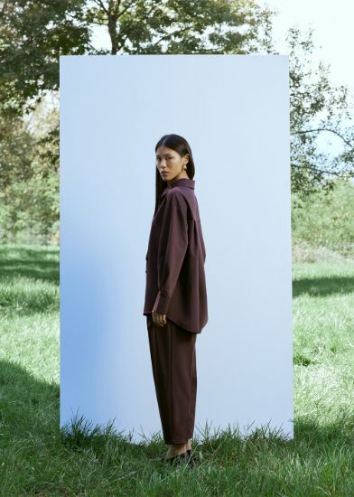 Pileli Pantolon Bordo resmi