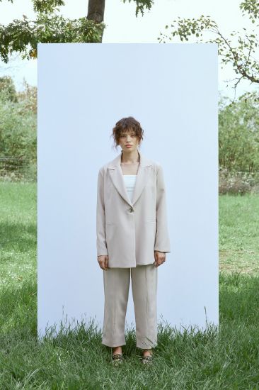 Dikişli Pantolon Bej resmi